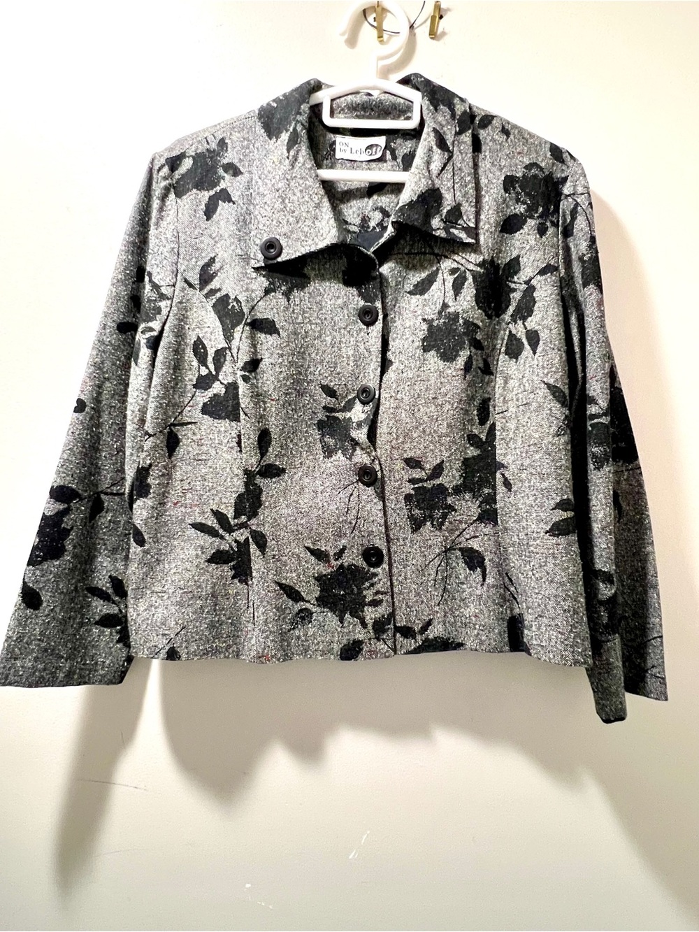 Black Floral Gray‎ Button Jacket